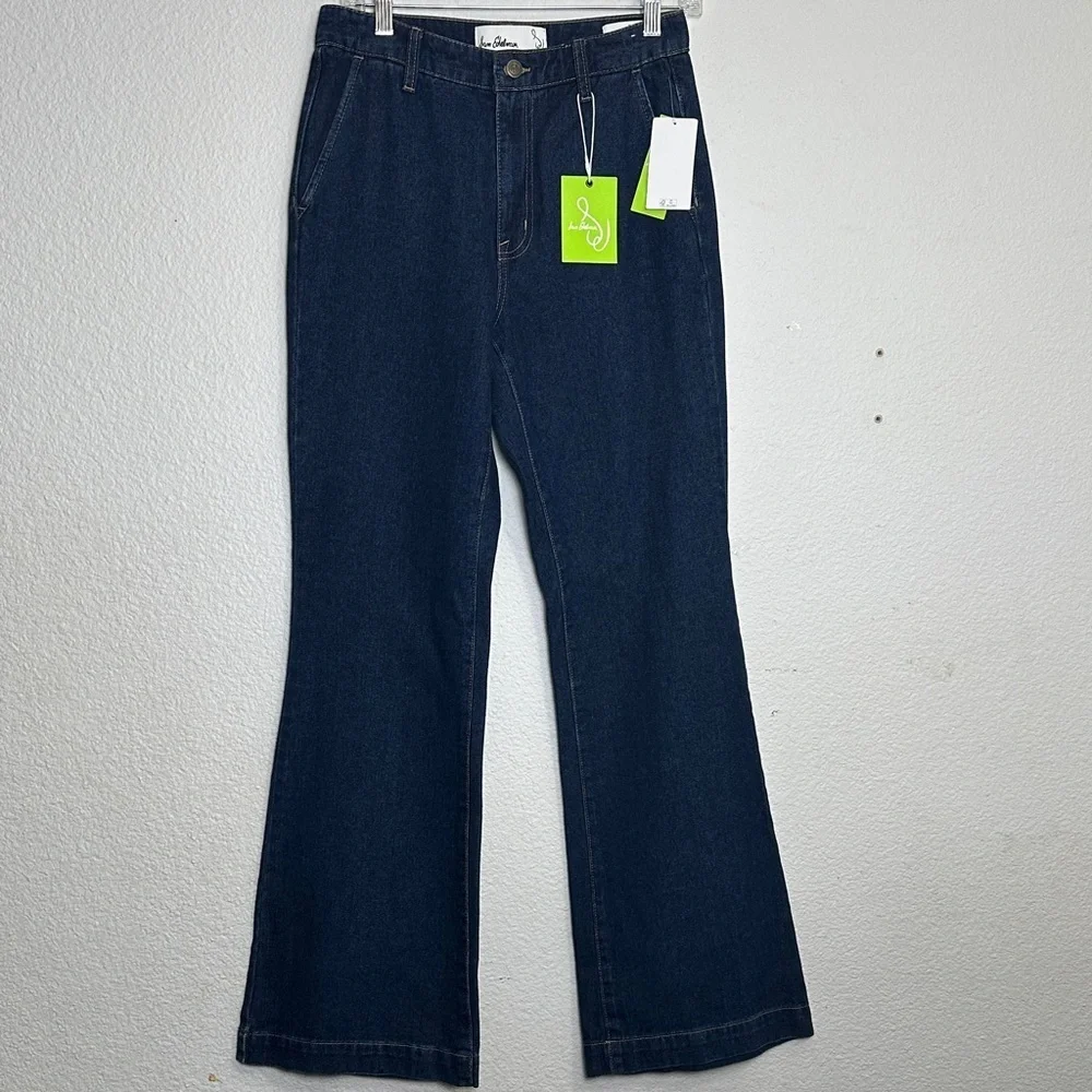 Sam Edelman Bay Flare Trouser Jeans Women’s 27 High Rise Wide‎ Leg NWT Dark Wash